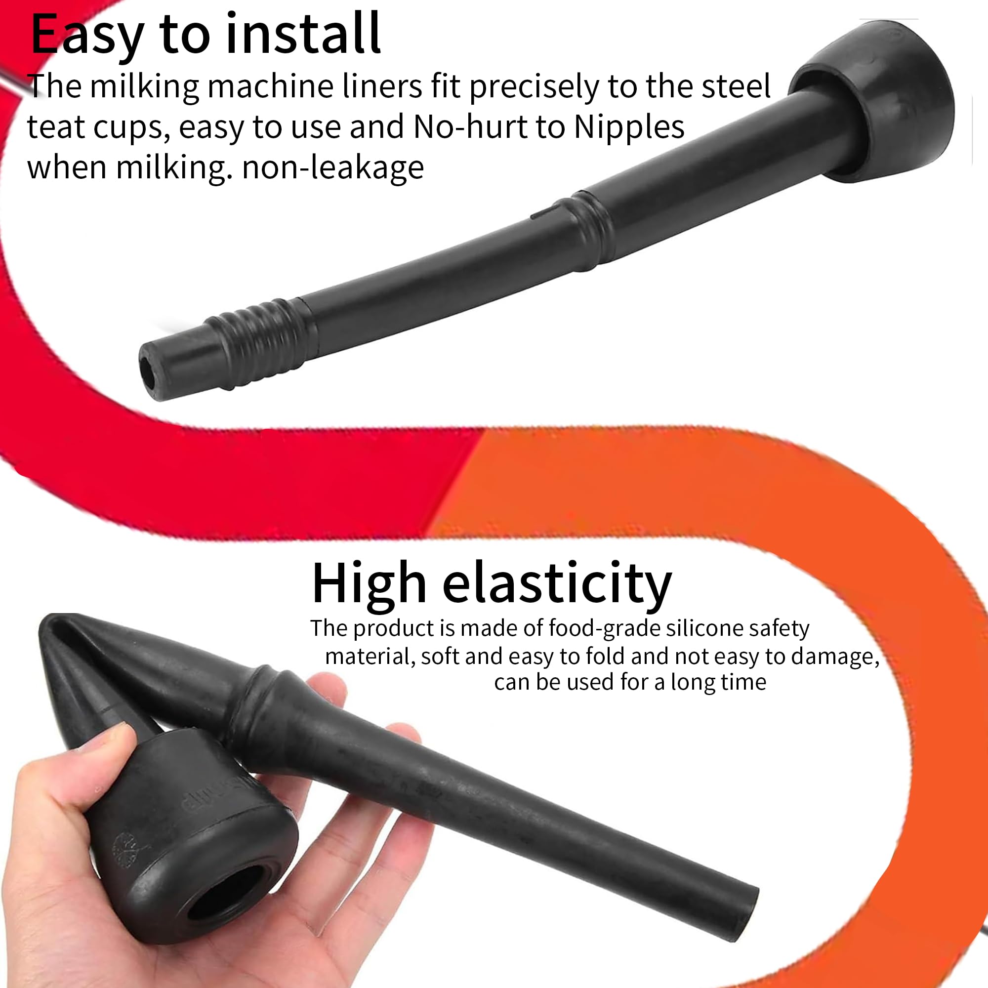 4 forros para máquina de ordeño, forro de leche negro, forros de goma suave de alta calidad para la industria de la cría de ganado, accesorios para máquinas de ordeño de vacas