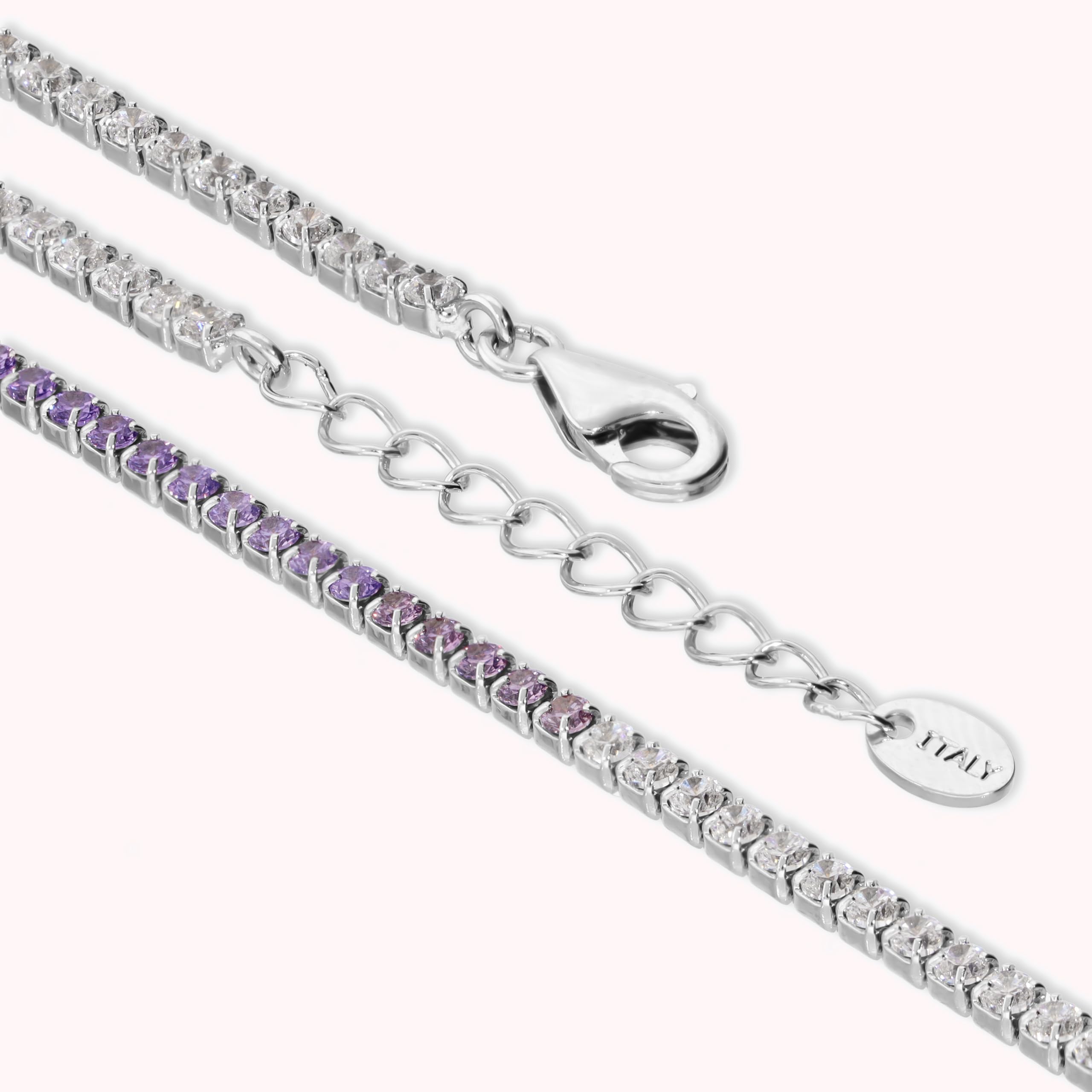 Bronzallure Bracciale Tennis Donna – Bracciale Tennis con Cubic Zirconia Viola – Gioielli Made in Italy – Braccialetto Idea Regalo Compleanni, Anniversari, Festa Donna, Festa Mamma