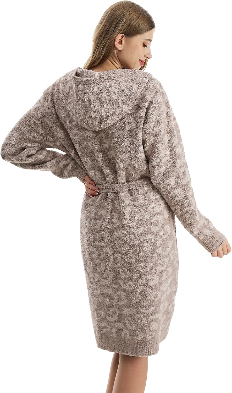 bearberry Hoodless Robe Cozy Robe Lightweight Soft Plush Bathrobe with Pockets for Women