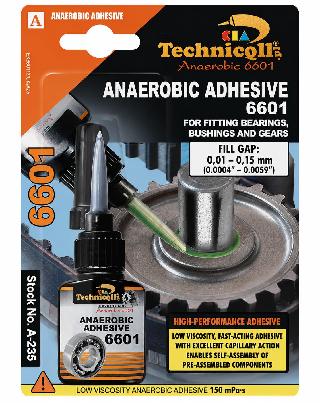 Technicqll Threadlocker 6601 - Technical Anaerobic Adhesive Glue for Bearings Gears Fly Wheels & Tight Fitted Joints 10G