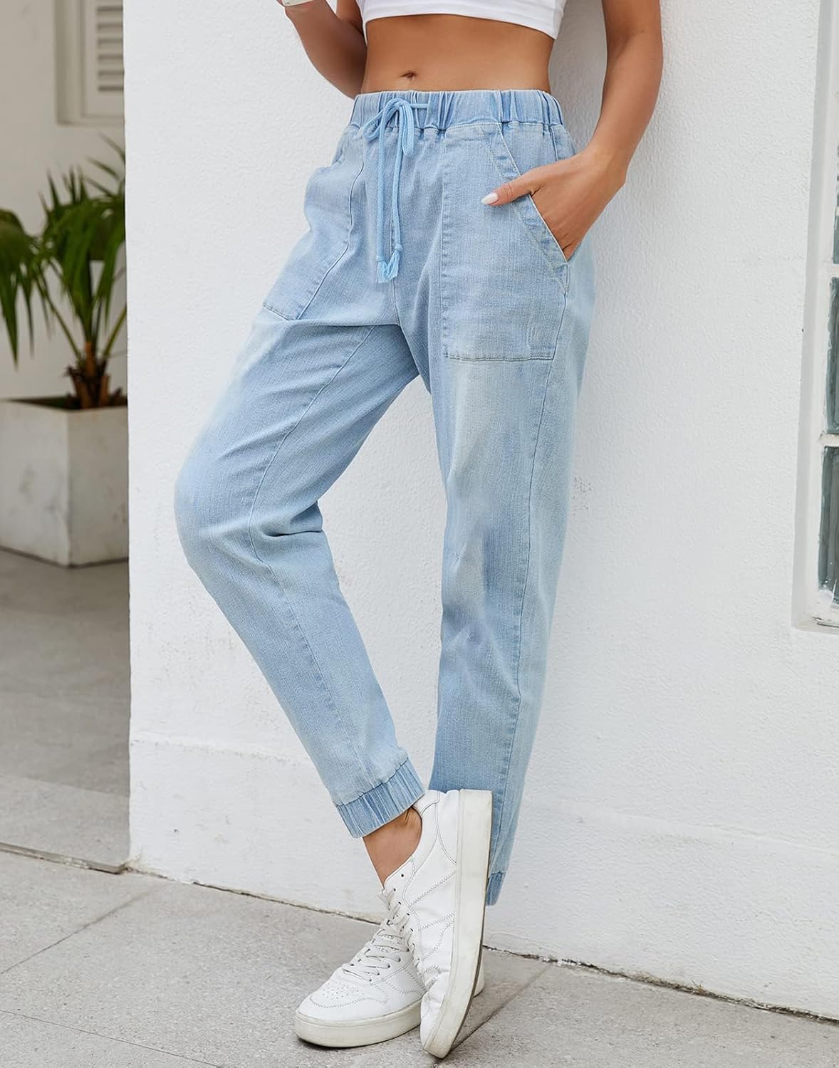 LONGYIDA Jean Joggers for Women Denim Ripped Loose Martinique Ubuy