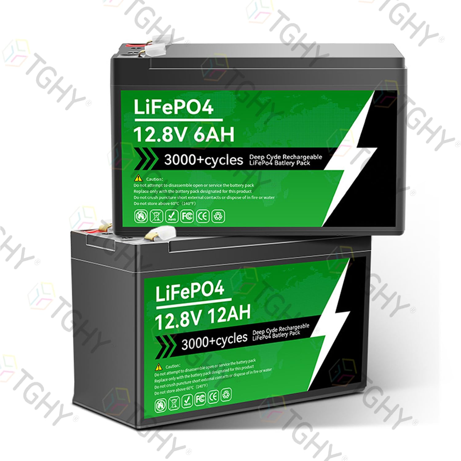 TGHY Batteria LiFePO4 12V 6AH 12AH 18AH 24AH 30AH Batteria al Litio 12 Volt per Camper, roulotte, Nautica, Barra Luminosa a LED, Campeggio all'aperto, ecoscandaglio,12v 12ah
