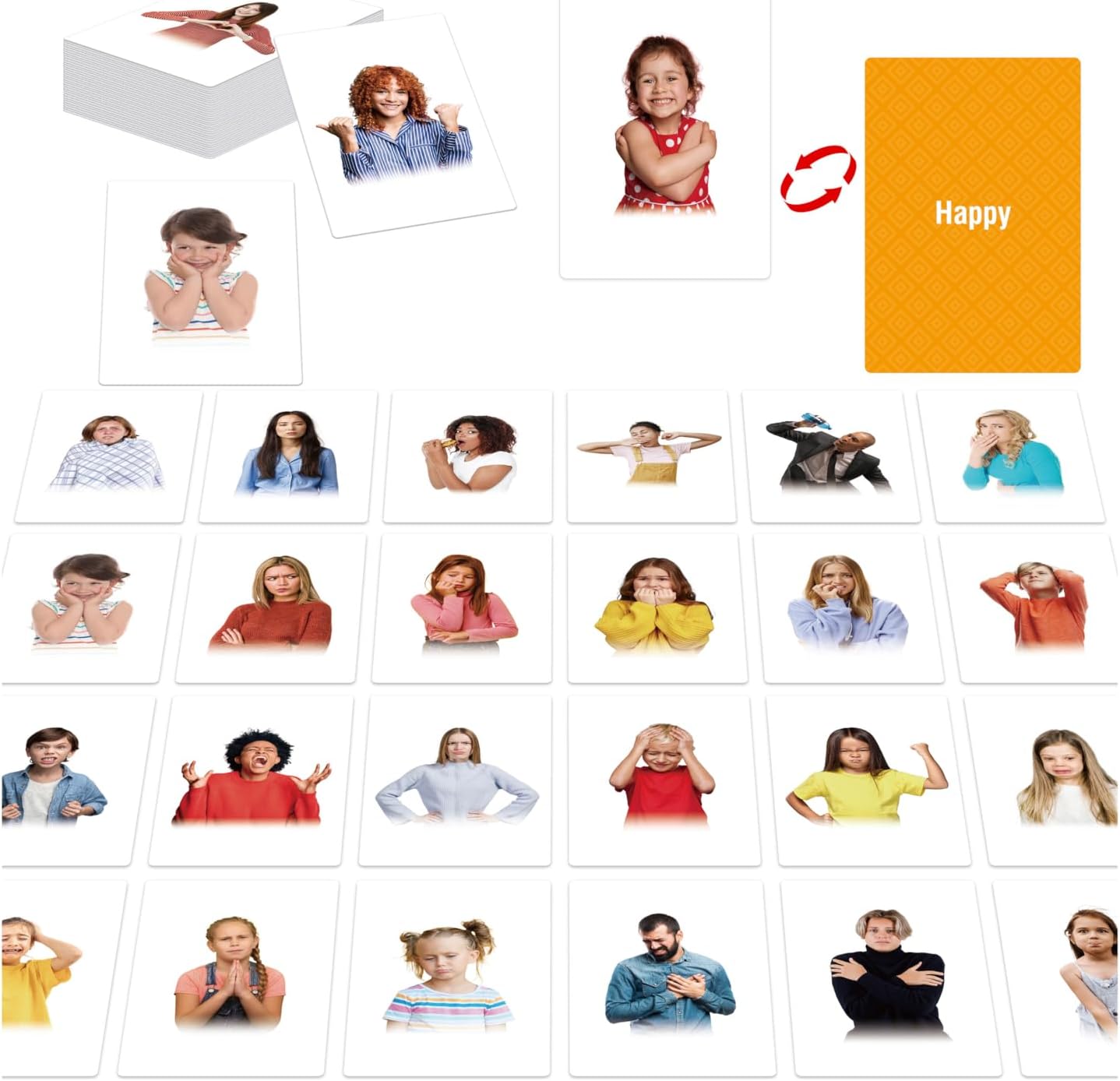 50 Emotion Flashcards, Realistic Feeling Picture Cards Emotion Picture Photos Kids, Adults, Homeschool, Speech Therapy, ABA, Dementia, Aphasia, Occupational Therapy, ESL and Autism Learning Material