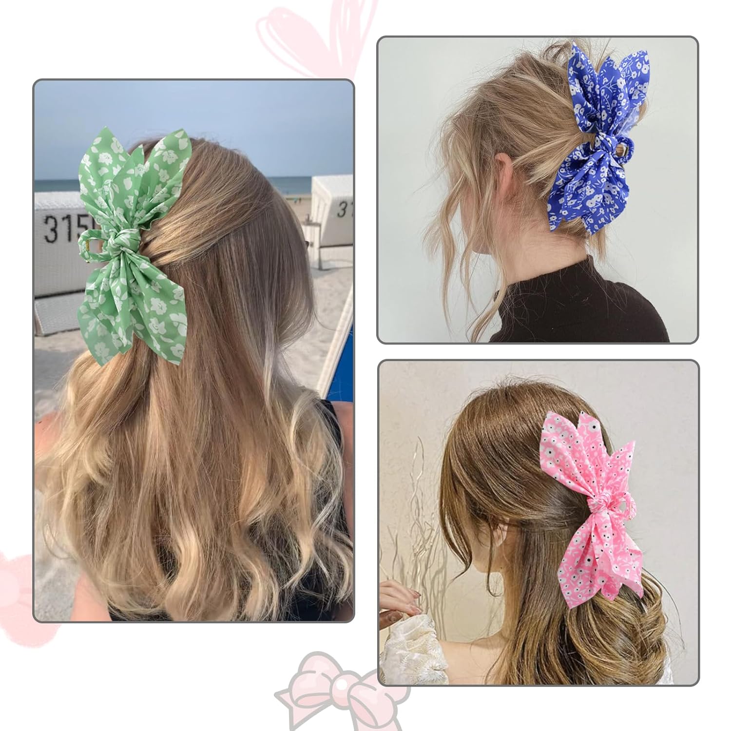 Bow Claw Clips Bow Hair Clips 3PC Big Hair Bows for Women Butterfly Styling Large Hair Clips for Thick Hair for Girls Hair Accessories for Teen - Image 2