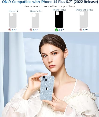 Miniatura 54 de MIODIK Funda compatible con iPhone 13 Pro, con protector de pantalla + protector de lente de cámara, funda protectora de purpurina transparente