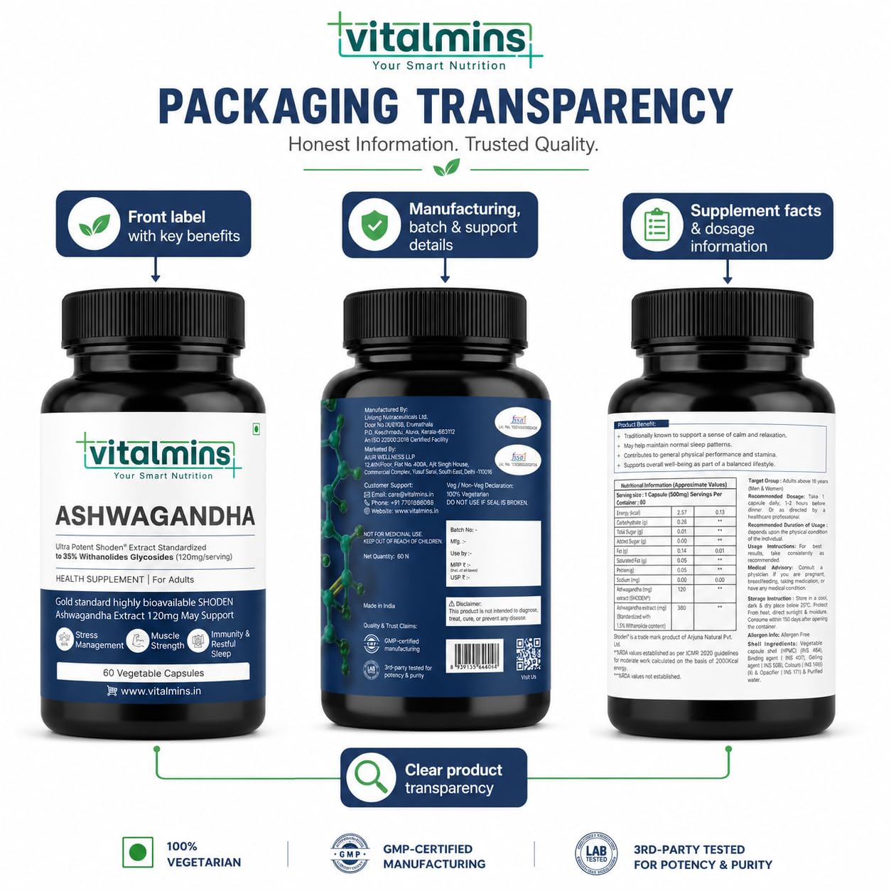 Ashwagandha Capsules with SHODEN® Extract, 35% Withanolide Glycosides, Stress Management and Immunity Support, 60 Vegetable Capsules — Amazon image 7