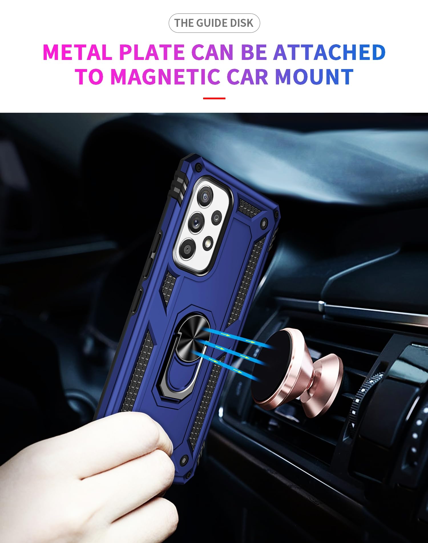 SORAKA Case for Samsung Galaxy A53 5G with 360 Degree Rotation Ring Holder Soft TPU Slim Fit Case Samsung Galaxy A53 5G Case with Metal Plate for Magnetic Car Phone Holder Blue