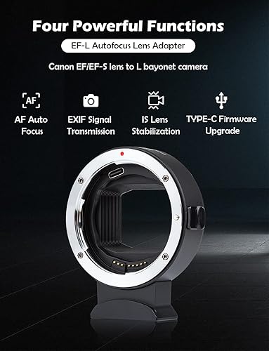 Miniatura 3 de VILTROX Adaptador de lente EF-L, adaptador de enfoque automático EF a L, anillo de control de convertidor de lente compatible con Canon EFEF-S lente