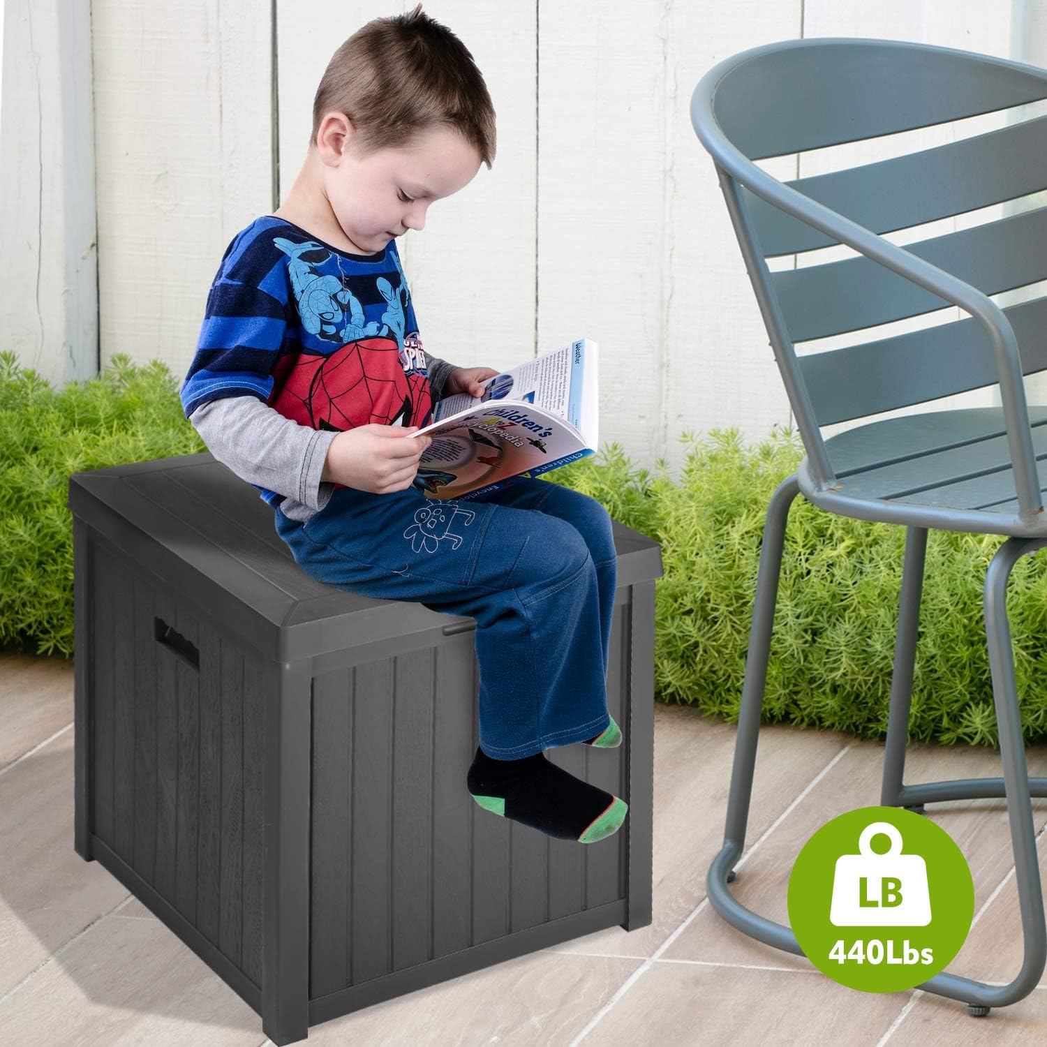 Waterproof Deck Storage Container Box Outdoor - Plastic Patio Furniture 52 Gal, Grey: Home Improvement