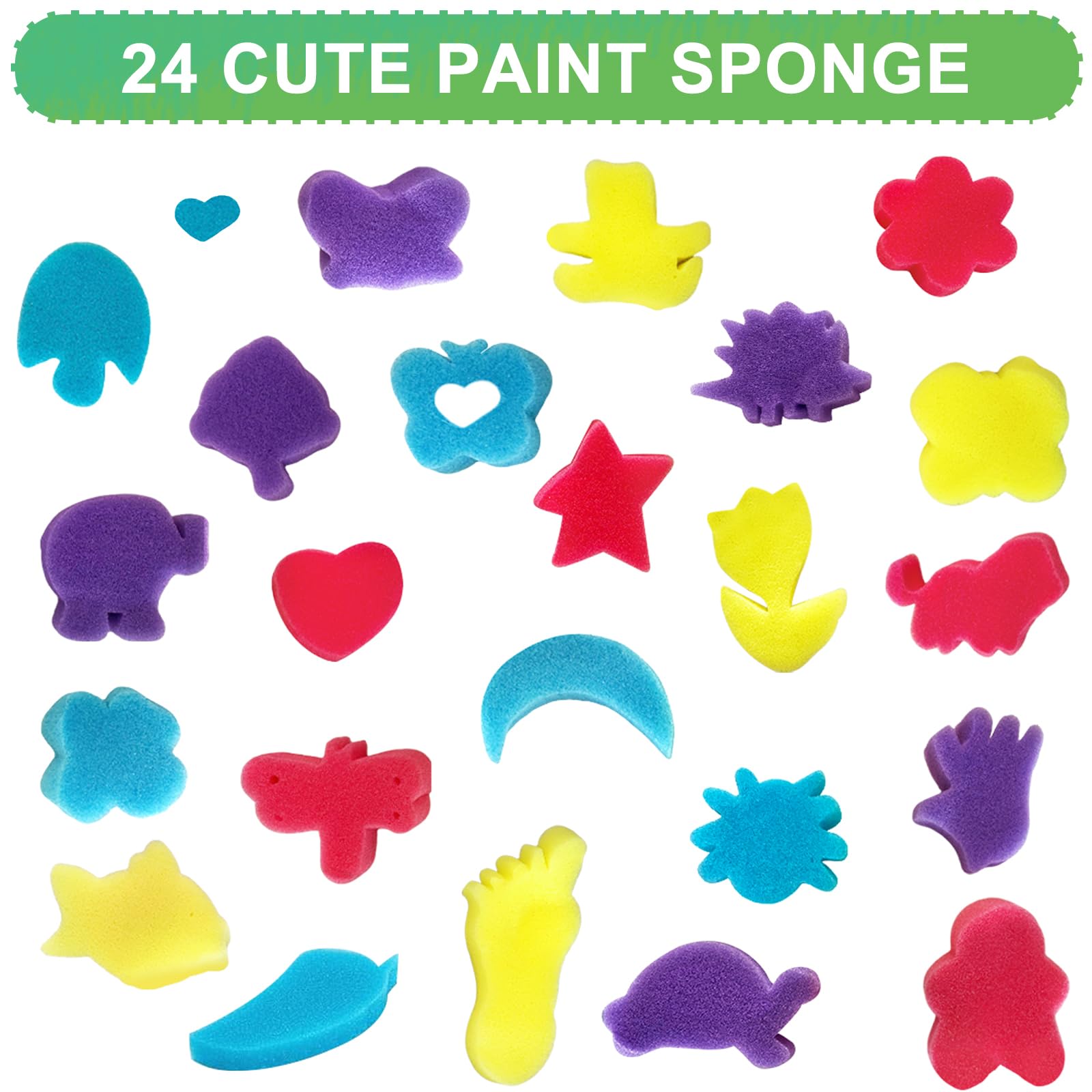 Lot de 51 pinceaux de peinture avec éponge Kit d'apprentissage pour enfants avec brosses en mousse Lot de pinceaux à motif, tablier étanche, etc.