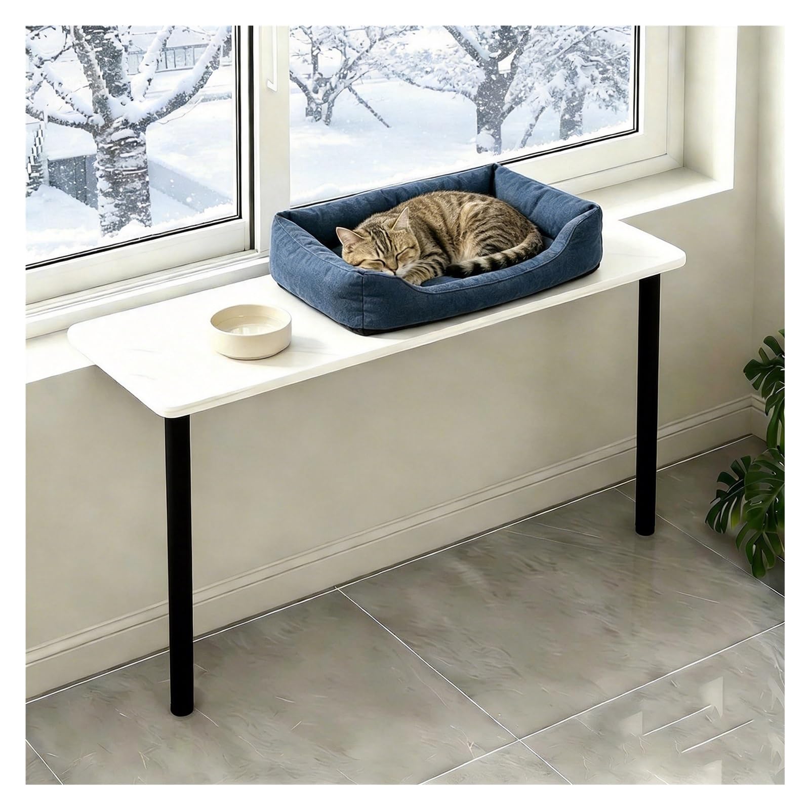 CHZDPP Window Shelf Extender with Adjust Support Stand, Multi-Purpose Countertop Extension Board, Windowsill Extension for Pet Bed/Appliances(Black,47.2"x12"/120x30cm)