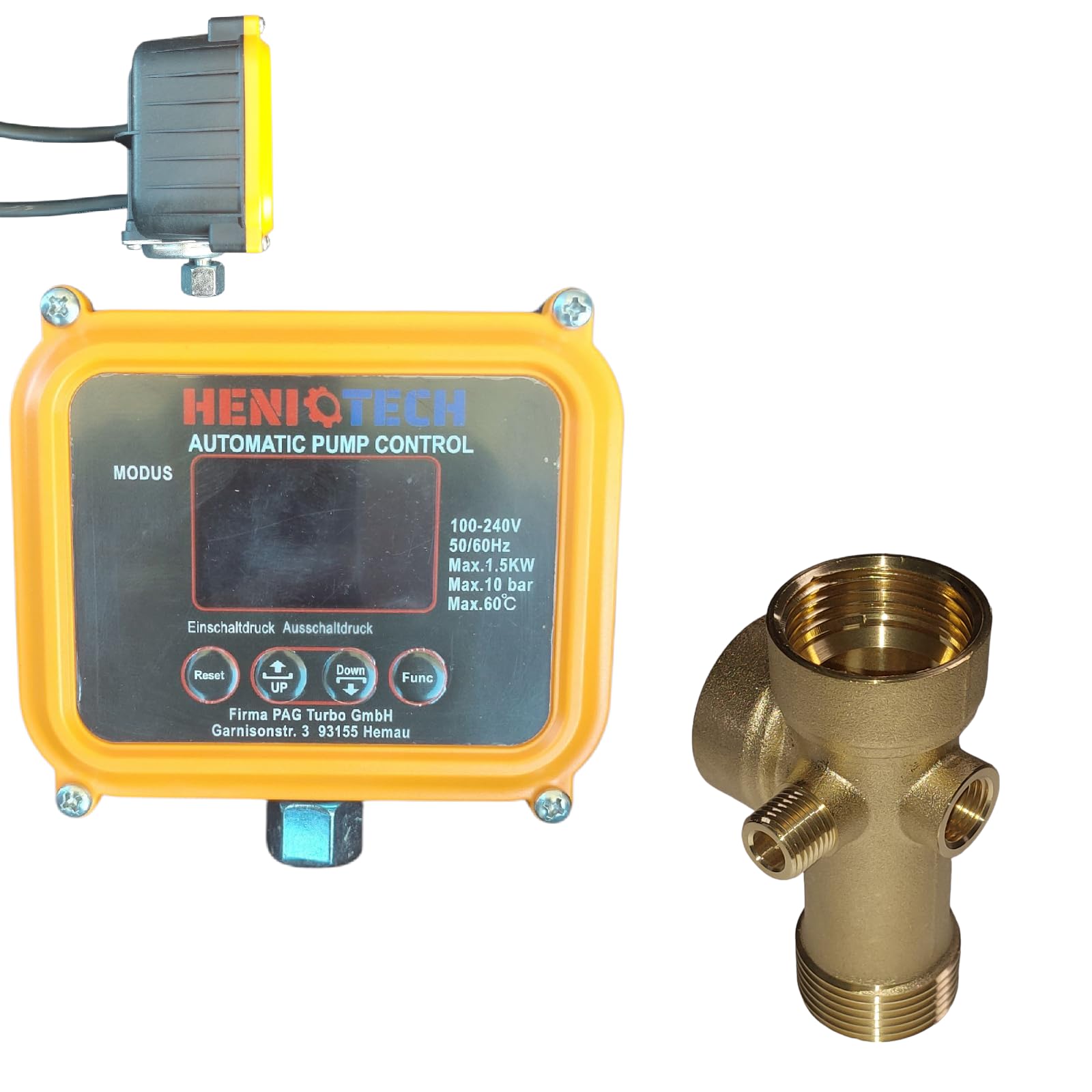 EPC-10 2in1 Elektronischer Druckschalter + Trockenlaufschutz für Gartenpumpe Tiefbrunnenpumpe, anpassbare Druckeinstellungen (0,5-7,0 bar) (EPC-10)