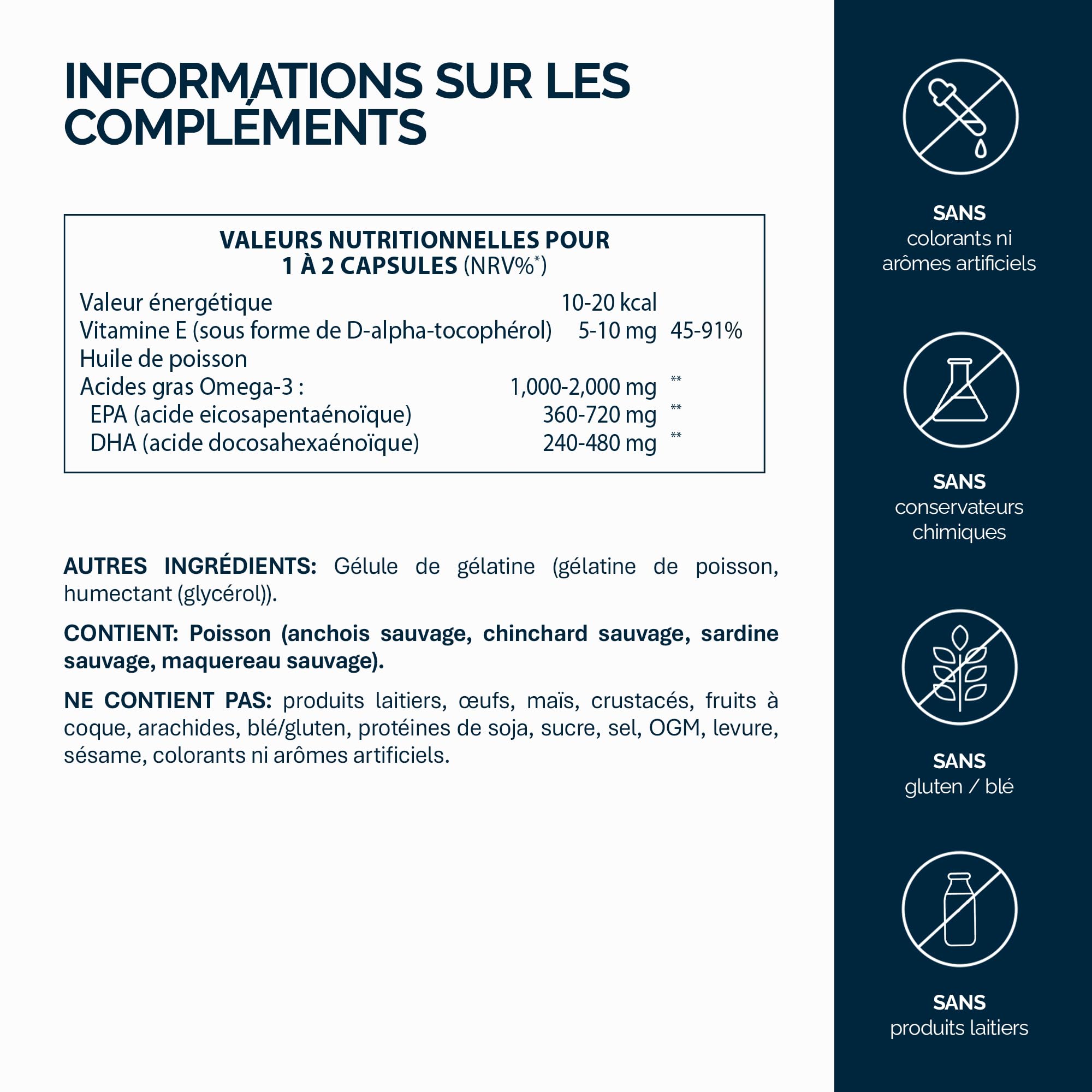 NFO Omega 3 Premium - Gélules Omega 3 Hautes Doses avec EPA & DHA - 90 | Huile de poisson Omega 3 gélules hautement dosées, huile d'oméga 3 à base d'huile de poisson avec EPA et DHA sous forme de TG
