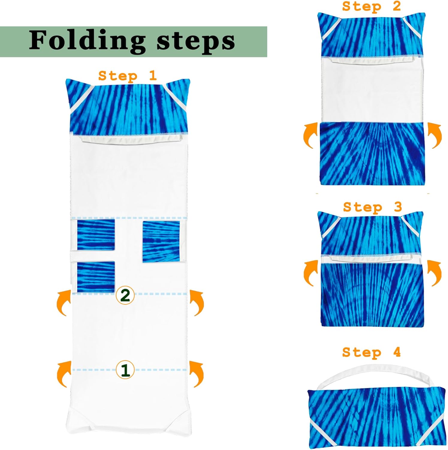 Lounge Chair Towel Cover, Beach Chair Cover (Pack of 2), Pool Lounge Chair Covers for Outdoor,Garden, Beach,Sun Lounger,Hotel Pool,Large Size and No Sliding, 85" X 30", Blue Tie Dye