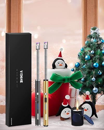 Miniatura 34 de VEHHE Encendedor USB, encendedor de velas de arco recargable con pantalla LED de batería, encendedores de cuello flexibles largos para parrilla