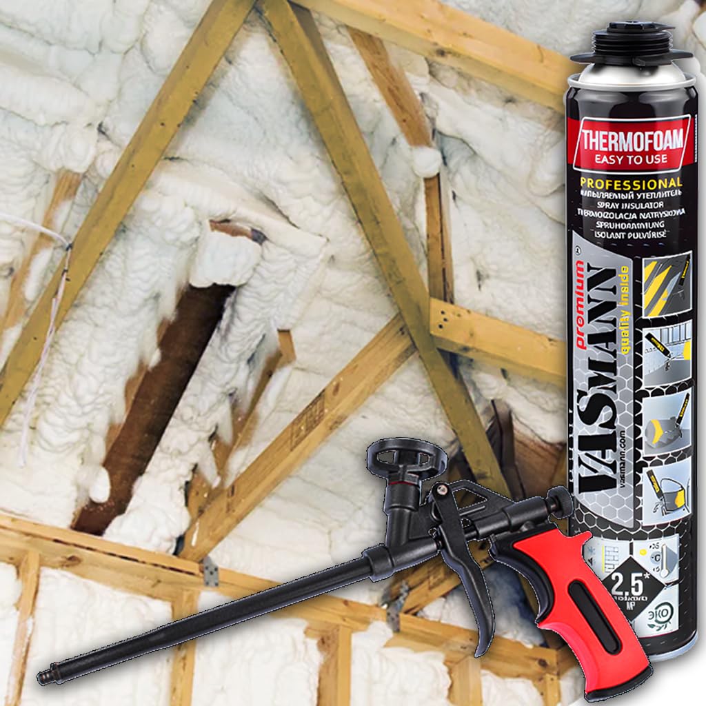 Fassadendämmung Sprühdämmung Außenwand 12x890ml Dachdämmung Zwischensparrendämmun Perimeterdämmung EPS / XPS Dämmung Set (+Pistole)