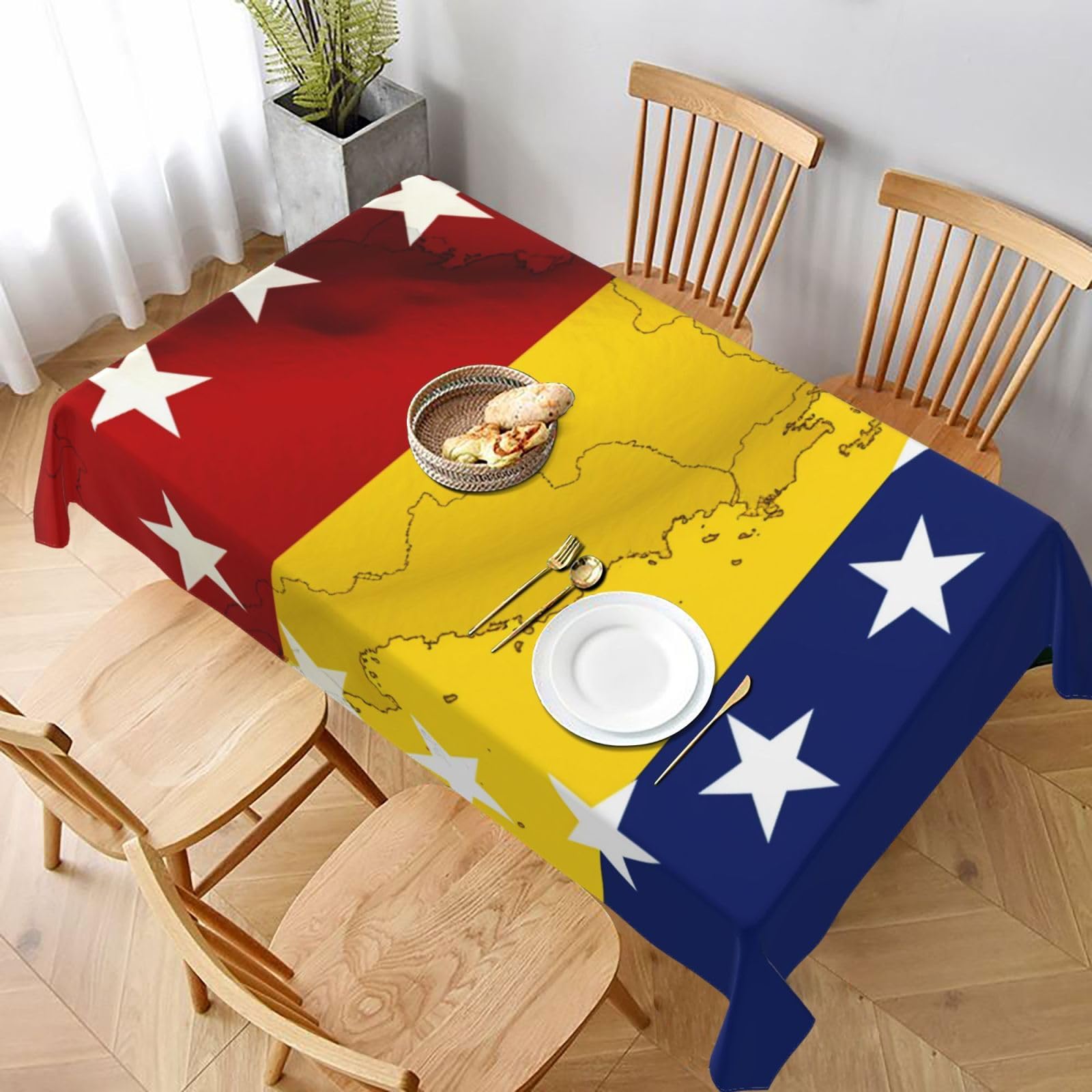 WPKJU Venezuela Flag Printed Tablecloth 60x90 in Water Resistant Table Cover Washable Rectangle Table Cloth for Dining Tables