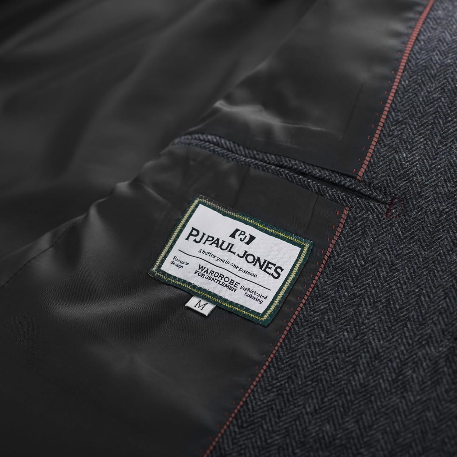 PJ PAUL JONES Men Tweed Blazer Wool Herringbone Sport Coat Jacket Vintage Blazers Suit Jackets - Image 4