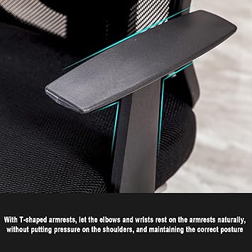 Mesh Office Chair Ergonomic Computer Chair, Home Office Desk Chair, High Back Swivel Task Chair with Lumbar Support, Adjustable Height, Headrest & Armrest (