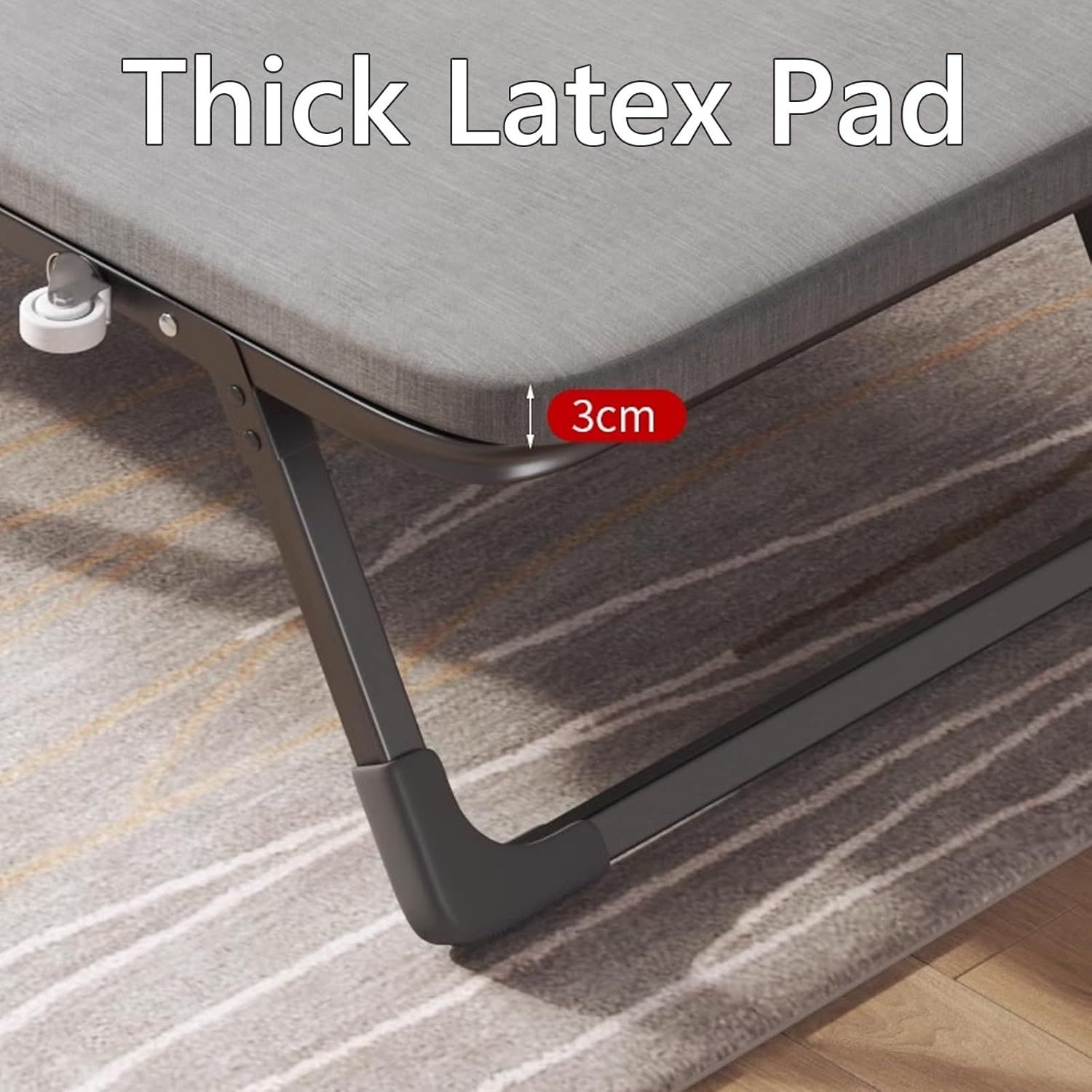 Folding Camping Cot for Adults Heavy Duty Outdoor Bed with Carry Bag Layer Travel Camp Cots Portable Cot Extra Wide,Foldable Bed with Mattress Heavy Duty with Wheels, Thick Latex Pad Stable