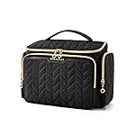 BAGSMART Travel Toiletry Bag, Large Wide-open Travel Bag for Toiletries, Makeup Cosmetic Travel Bag with Handle-Black