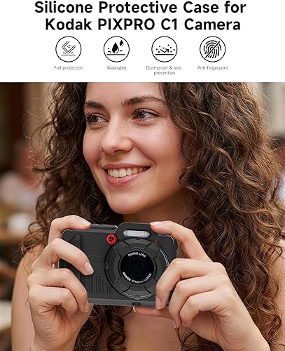 Miniatura 7 de Funda protectora de silicona para cámara digital Pixpro wpz2 con tapa de lente extraíble, protector de pantalla y cordón - (negro)