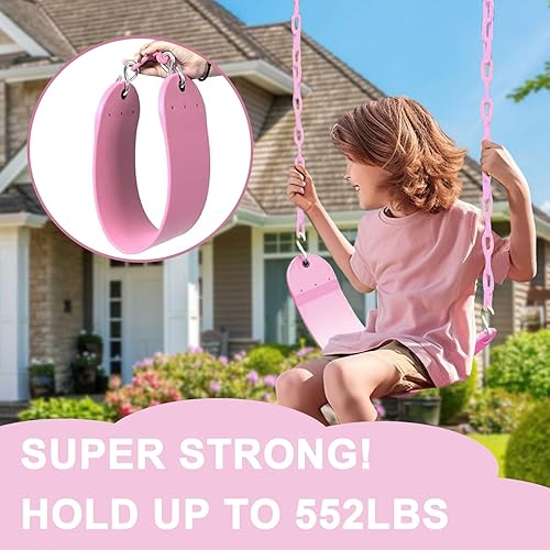 Miniatura 6 de X-Drxzo Juego de columpio rosa de 2 piezas para niños, asientos de columpio resistentes, juegos de columpios para patio trasero, juego de caja de