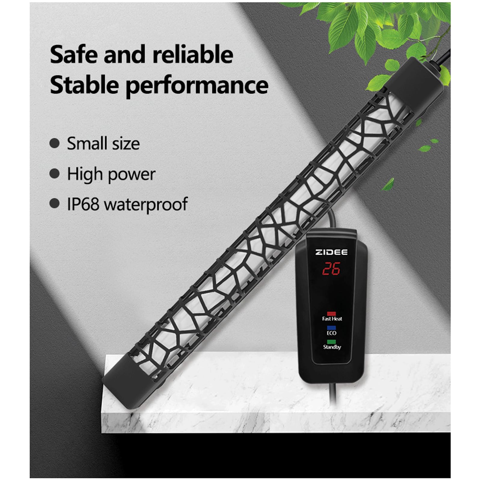 Calentador de Acuario con inversor Inteligente LED, Varilla calefactora Universal para pecera de Agua Dulce, 100W (300W)