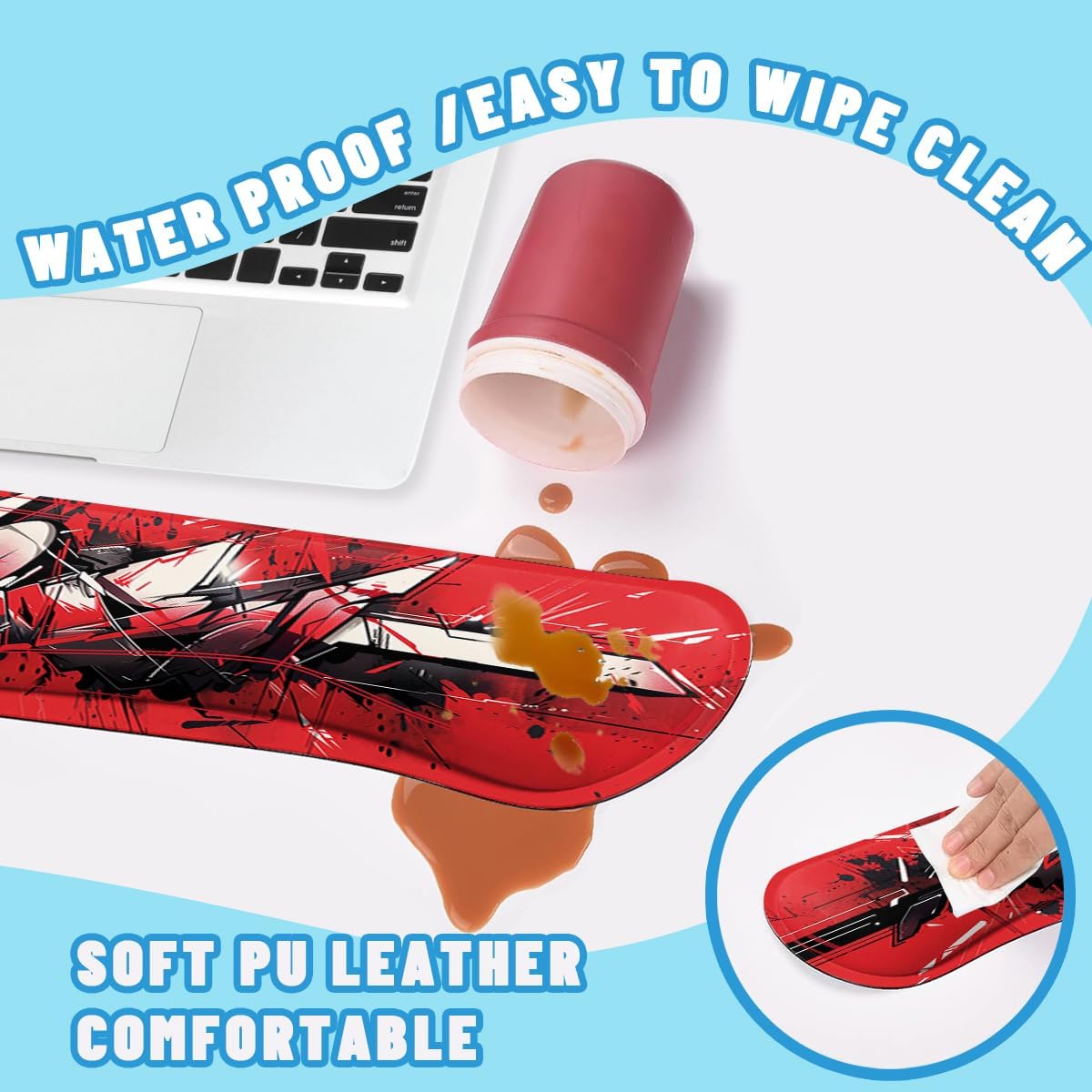 Graffiti Art Mouse Pad Set Abstract Red Black White Street Style Gaming Mousepad 4in1 Desk Mat for Desktop Anti-Slip XXL Big Computer Ergonomic Mousepad with Wrist Support for Keyboard and Mouse