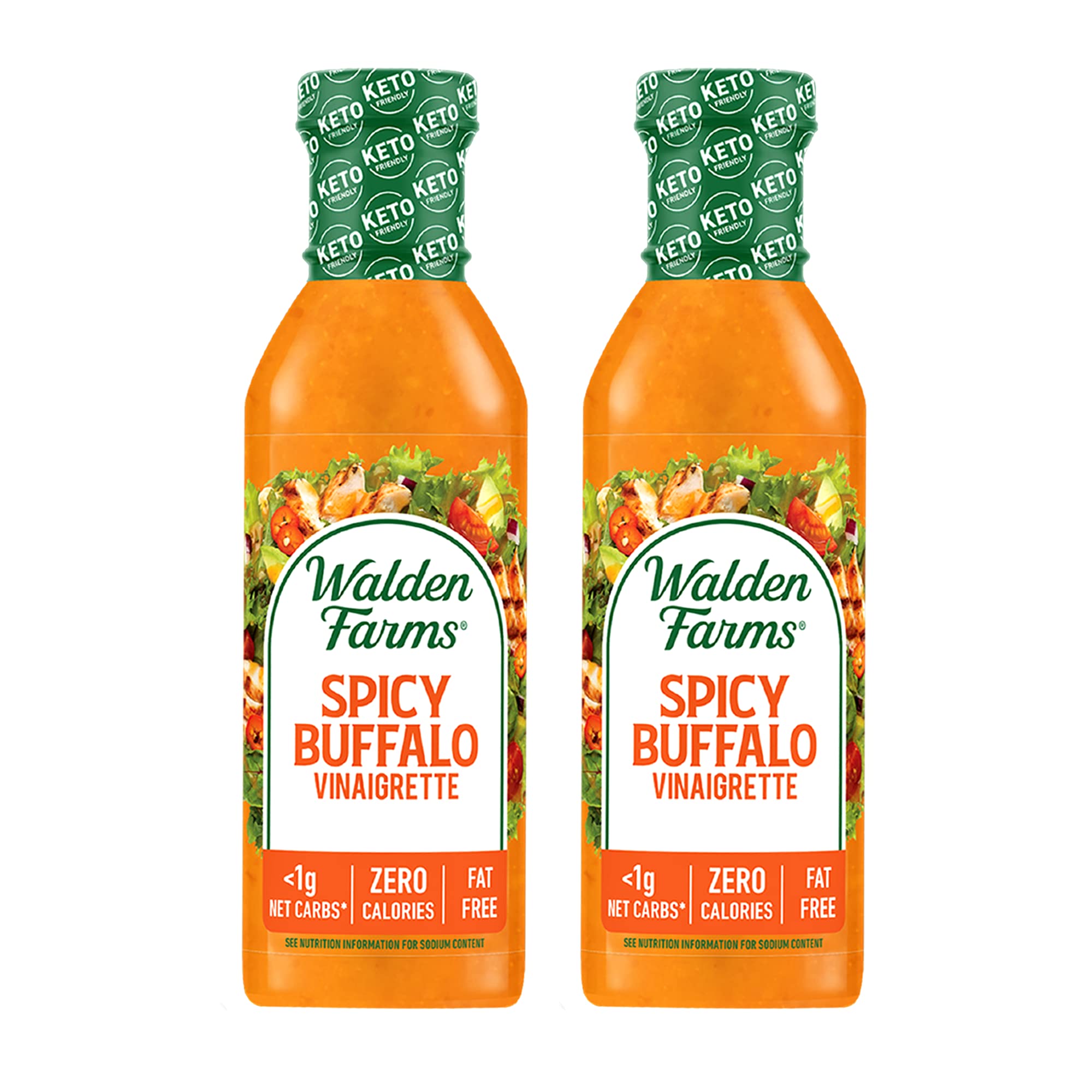 Walden Farms Spicy Buffalo Vinaigrette – Calorie-Free, Low Carb, Keto-Friendly, Vegan, Sugar-Free Dressing with Bold Buffalo Spice – 2-Pack, 12 oz Bottles