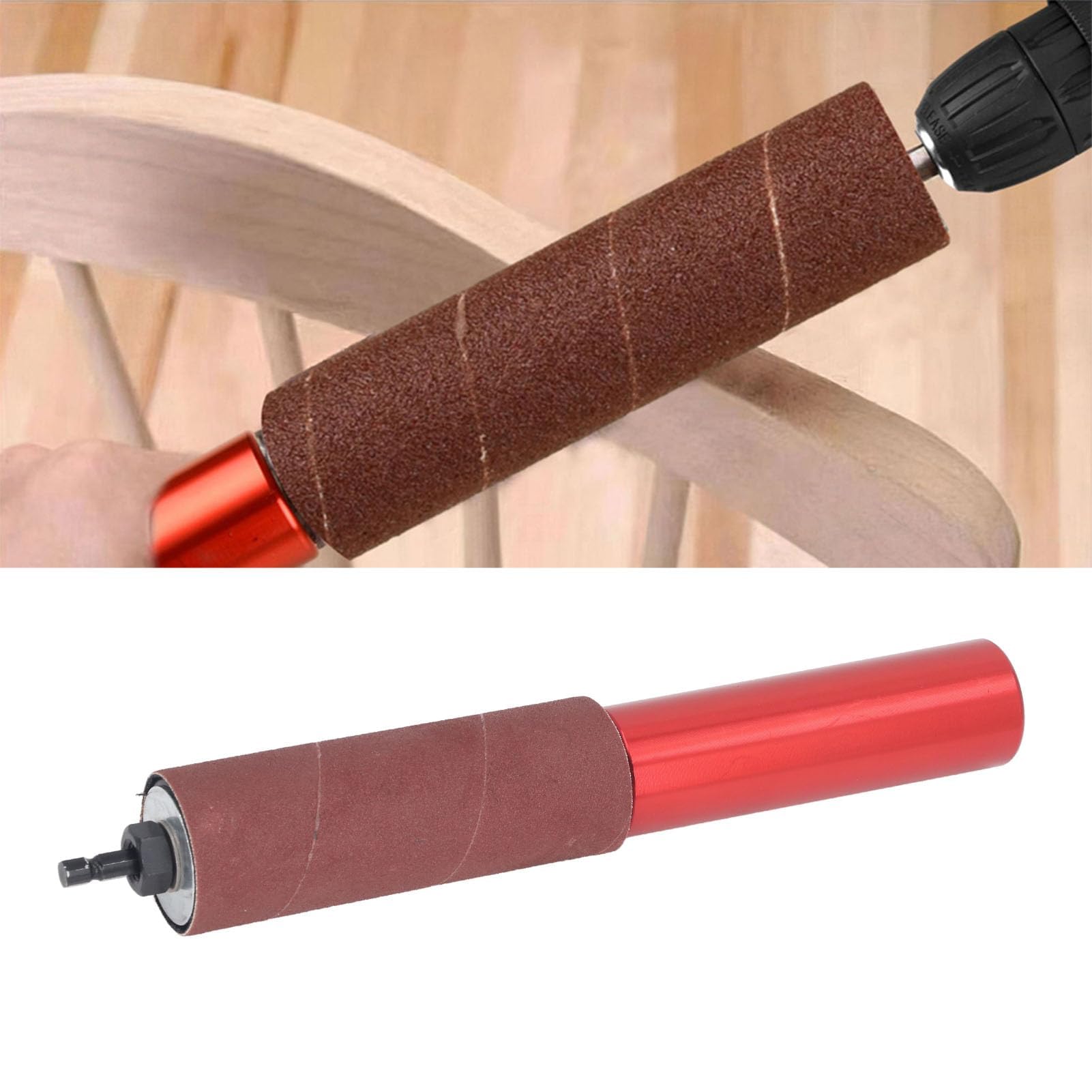 Adaptador de Lijadora de Husillo, Tambor de Lijado de 1,5 Pulgadas, Adaptador de Lijadora de Husillo de Aleación de Aluminio, Juego de Mandril de Lijado con Llave y 10 Piezas de