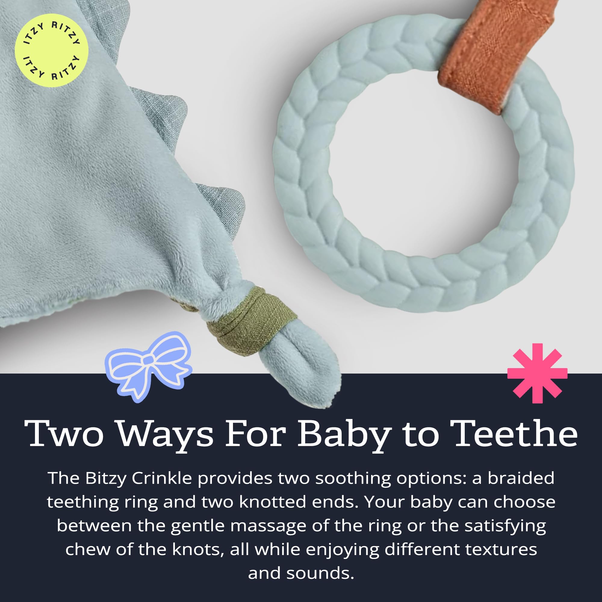 Itzy Ritzy Dinosaur Teether - Crinkle Sensory Toy -4 Itzy Ritzy Dinosaur Teether - Crinkle Sensory Toy -4