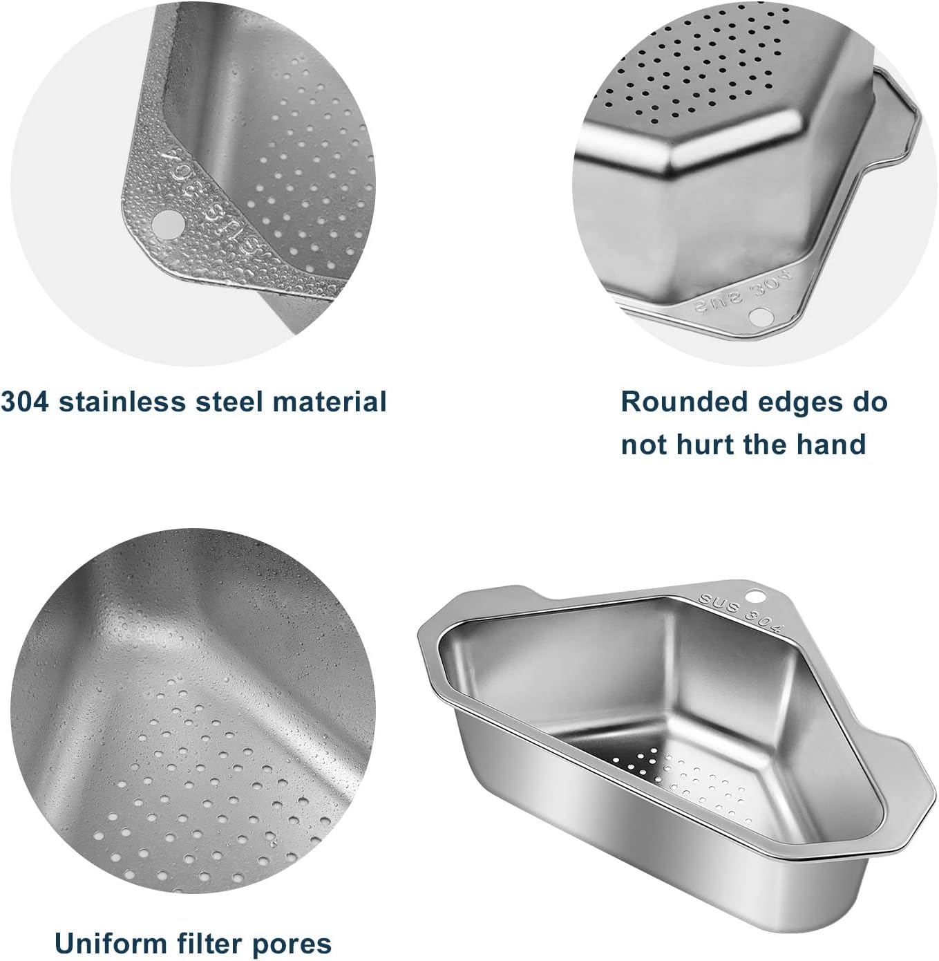 CHSEROK Étagère de Cuisine Triangulaire INOX: Filtration et Organisation Optimales de Votre Évier - Image détaillée