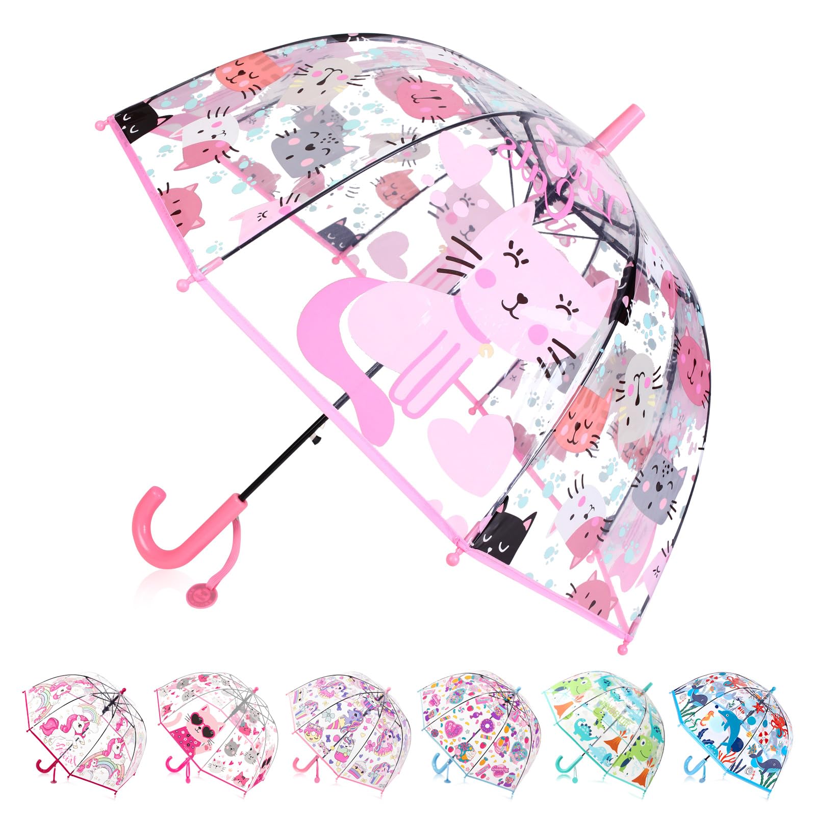 Kids Clear Bubble Umbrella for Girls & Boys, Transparent Dome Umbrella for Kids Ages 3–10, Auto-Open Windproof Rain Umbrellas, Lightweight Toddler Umbrellas for School, Outdoor Use