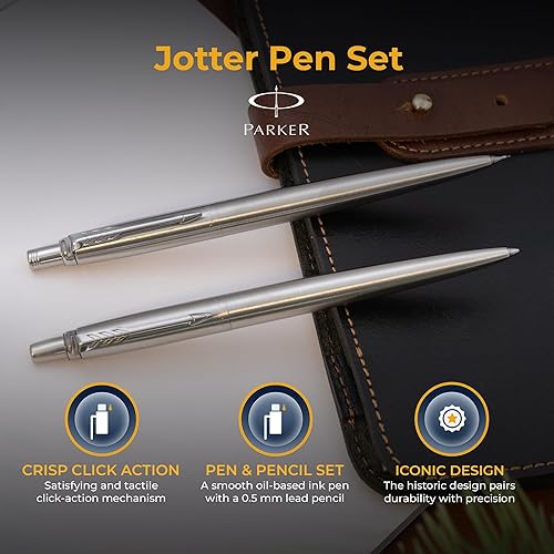 Miniatura 16 de Dayspring Pens Parker Jotter - Bolígrafo de gel de acero inoxidable con borde cromado, grabado personalizado, bolígrafo de regalo ideal Acabado