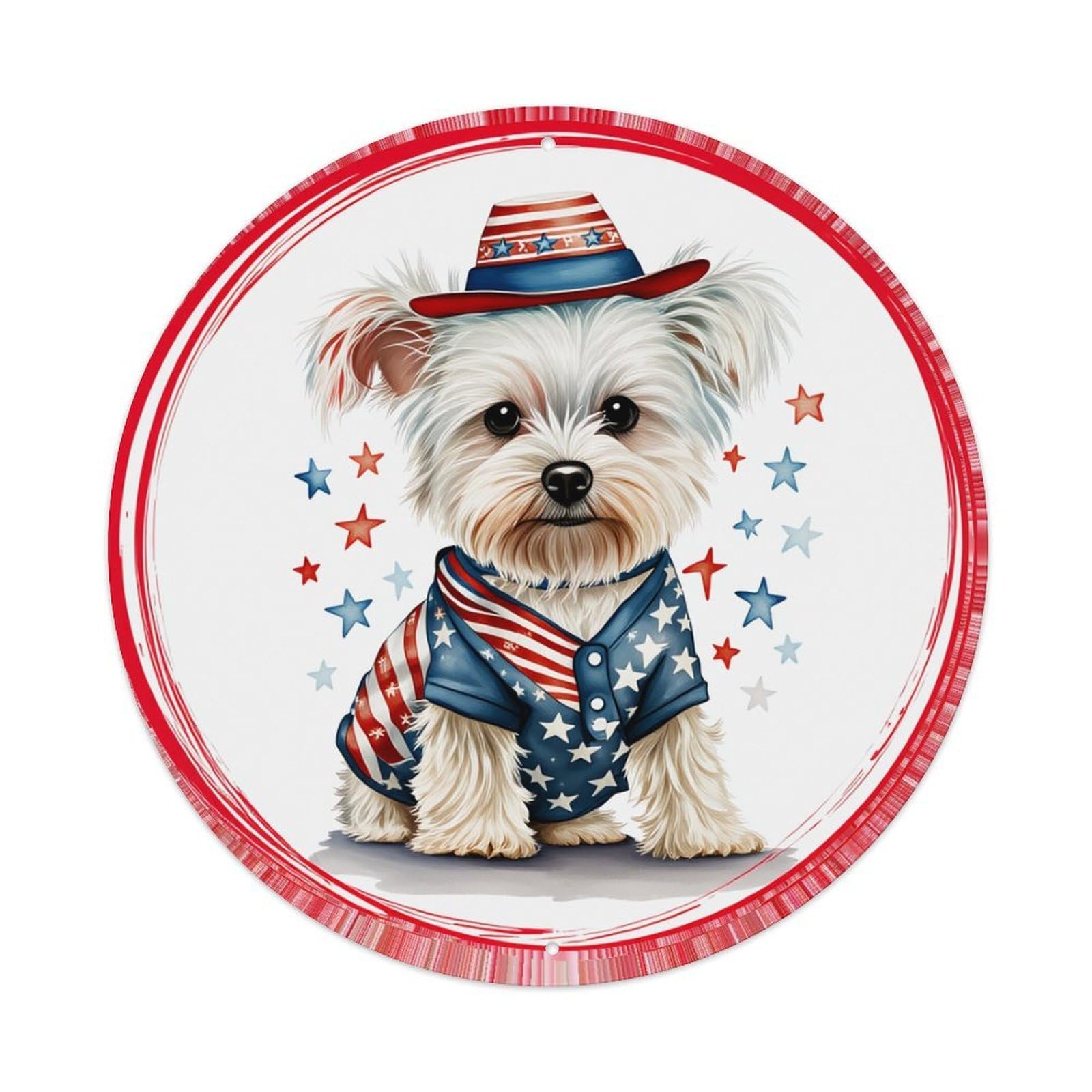 American Flag Stars And Stripes Round Tin Sign Retro Metal Sign for Cafe Bar Pub Home Game Room Gym Club Wall Decoration Vintage Metal Poster 8x8 Inch
