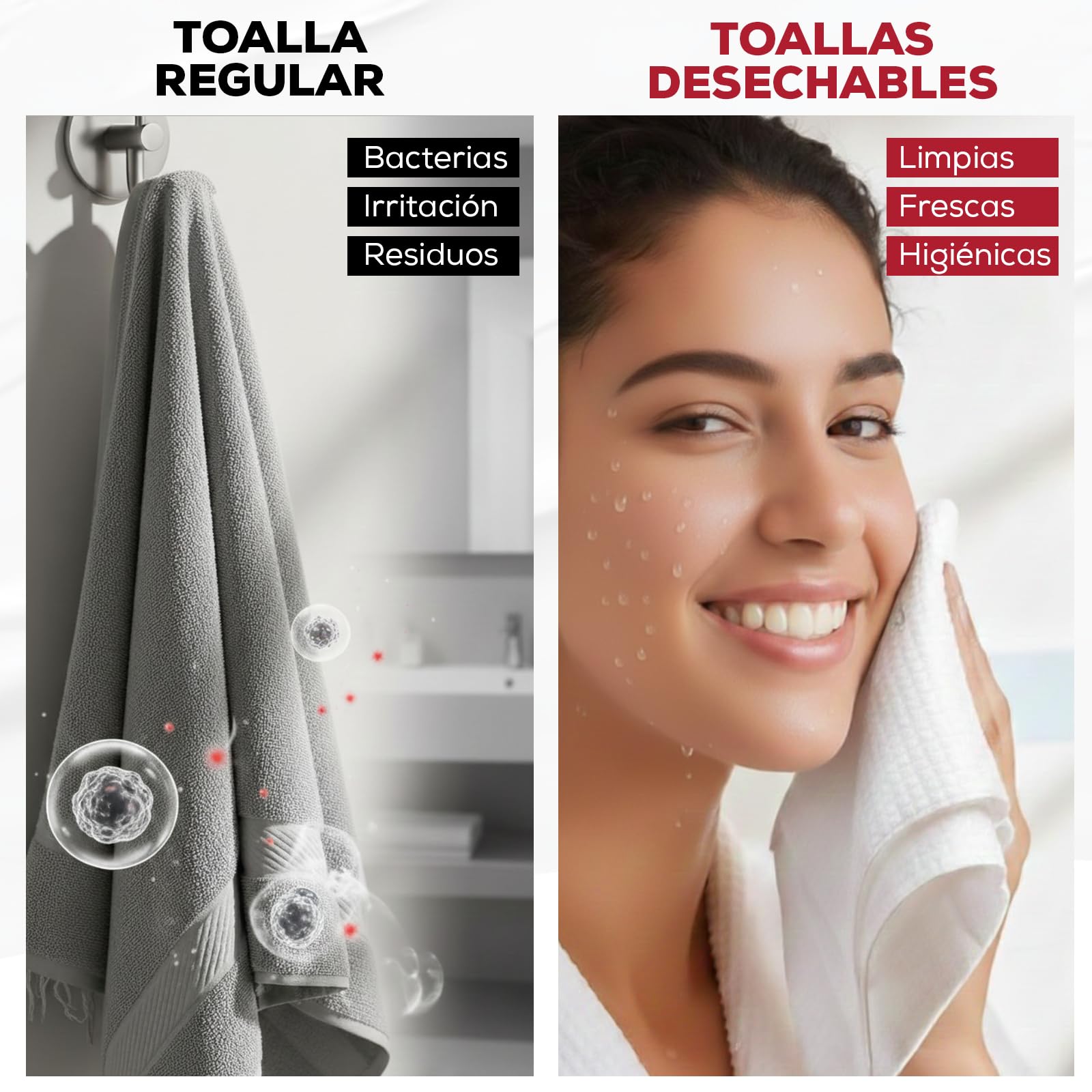 Pack x70 Toallas Desechables Faciales – 100% Origen Natural, Toallas Faciales Desechables, Toallitas Desmaquillantes, Toallitas Faciales Desechables, Toallas Limpias, Anti-Acné, Face Towels XL 26x30cm — view 7