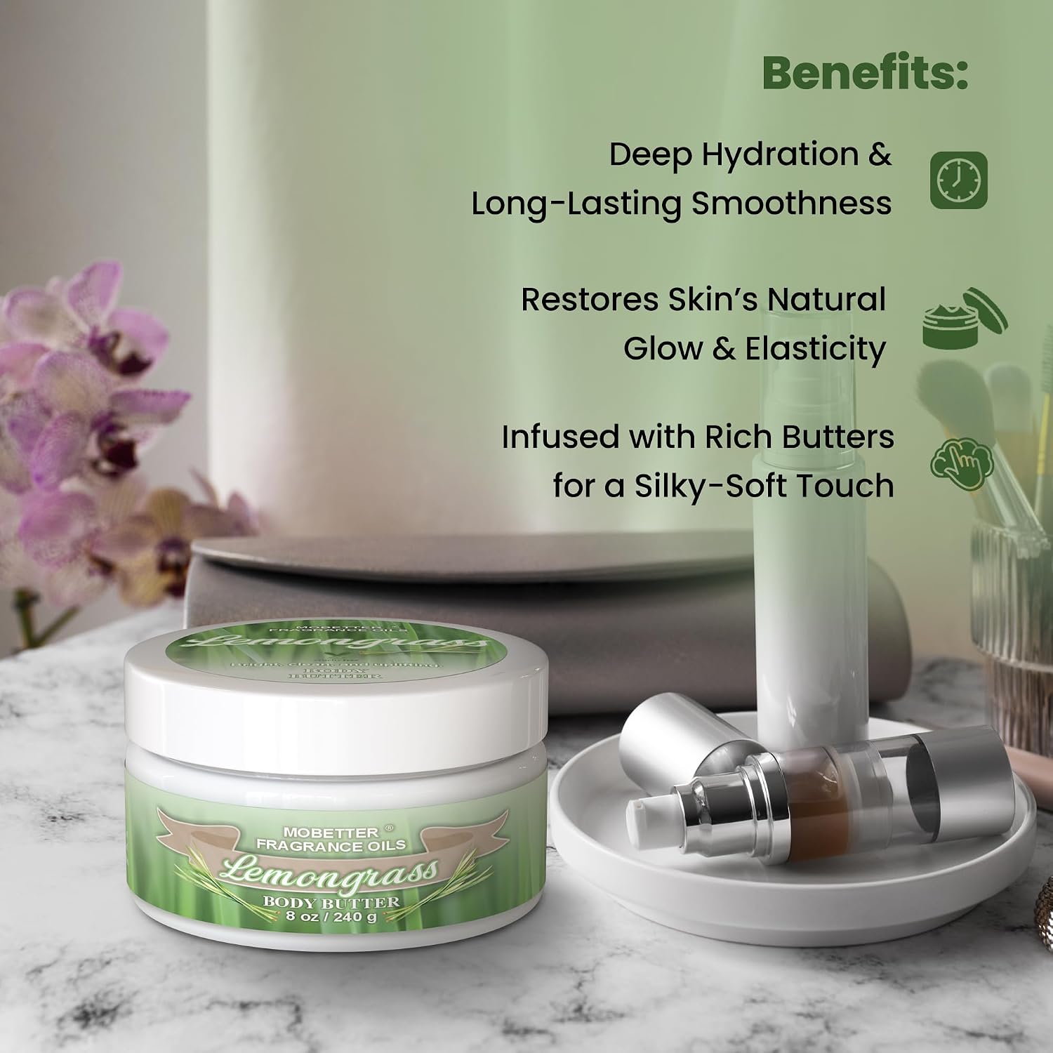 MOBETTER FRAGRANCE OILS Lemongrass 8 Oz Body Butter for Unisex