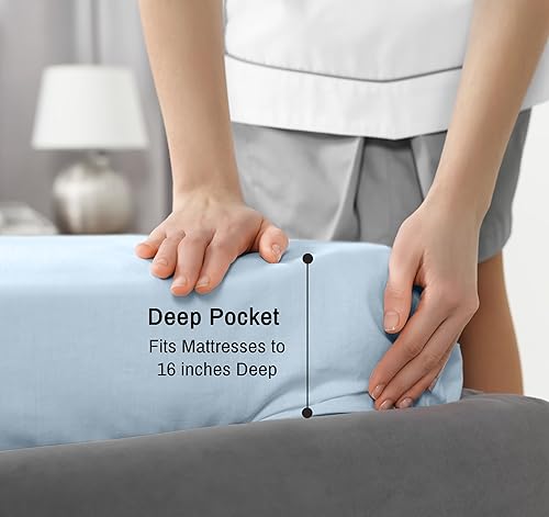 Miniatura 6 de RUVANTI Sábanas de 100 % algodón percal tamaño King, refrescantes y transpirables, duraderas, con una sensación nítida, suave y cómoda, bolsillo