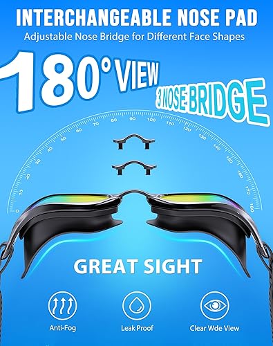 Miniatura 2 de Gafas de natación unisex para adultos, antiniebla, anti rayos UV, sin fugas, amplia visión para hombres, mujeres y jóvenes