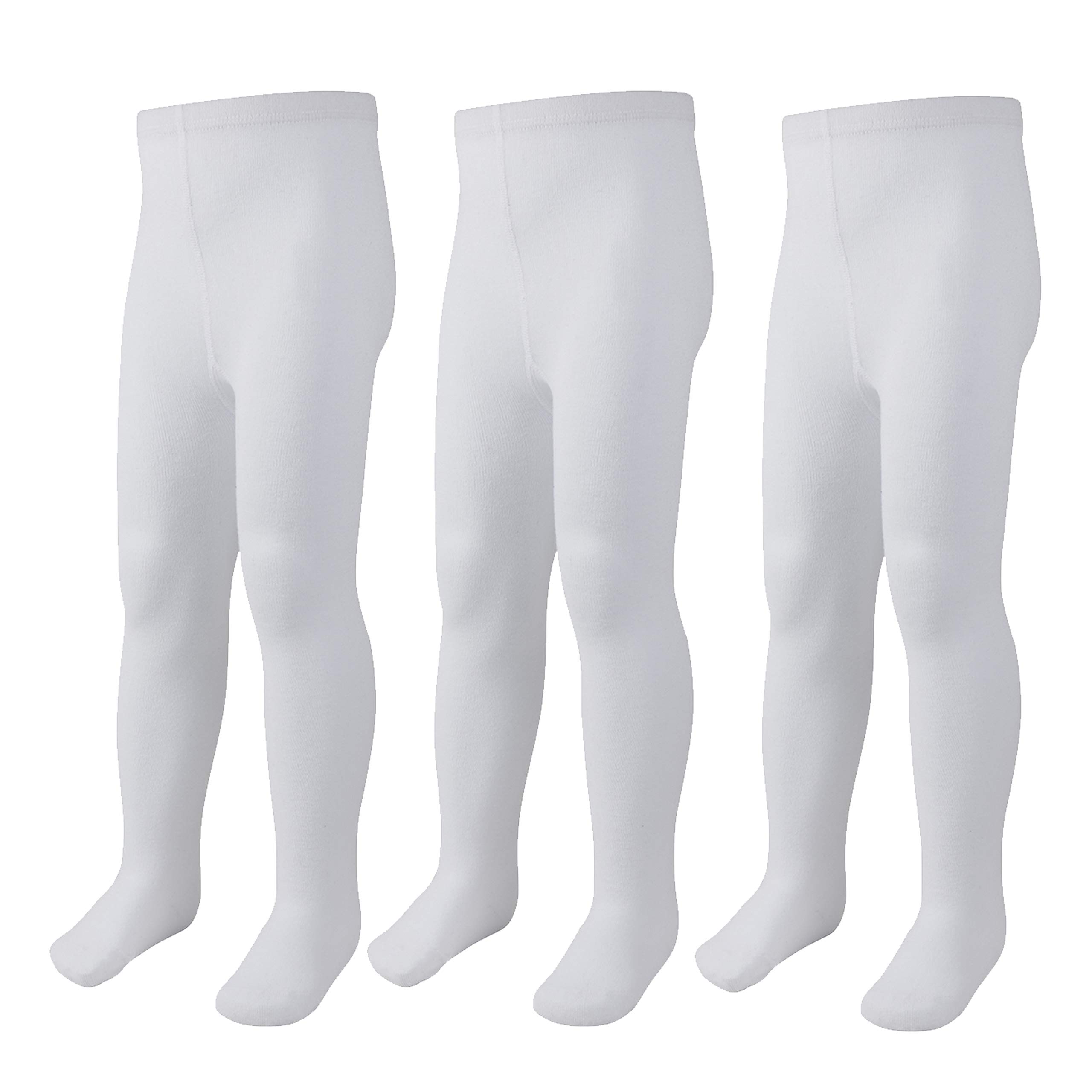 Metzuyan Girls White - 3 Pairs 3 Pairs Cottton Rich Back To School Plain Tights White 13 Years