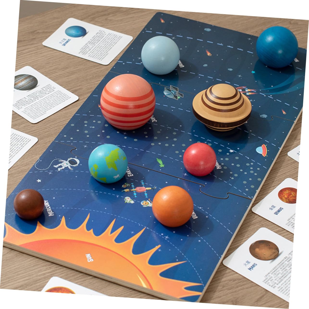 Puzzle Pianeti in Legno, Gioco Educativo per Bambini | Solare, Abbinamento Cognitivo, Adatto a Piccoli, Supporta Memoria, Logica Creatività