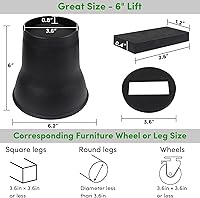 Vista 2 de DEDU Elevadores de cama de 6 pulgadas, resistentes, paquete de 4, elevadores de muebles con almohadillas giratorias que soportan hasta 6600 libras
