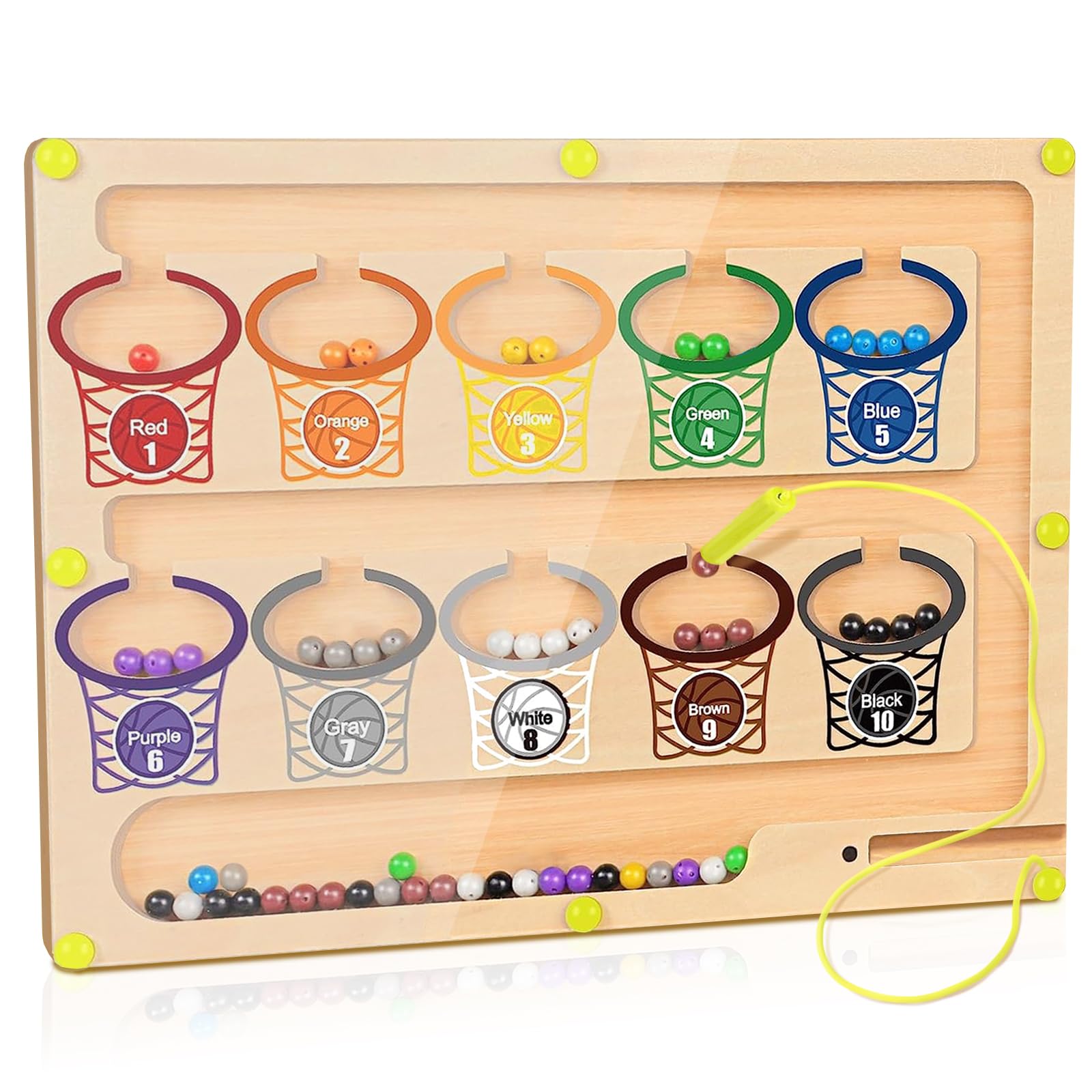 Color and Number Maze Board Wooden Montessori Fine Motor