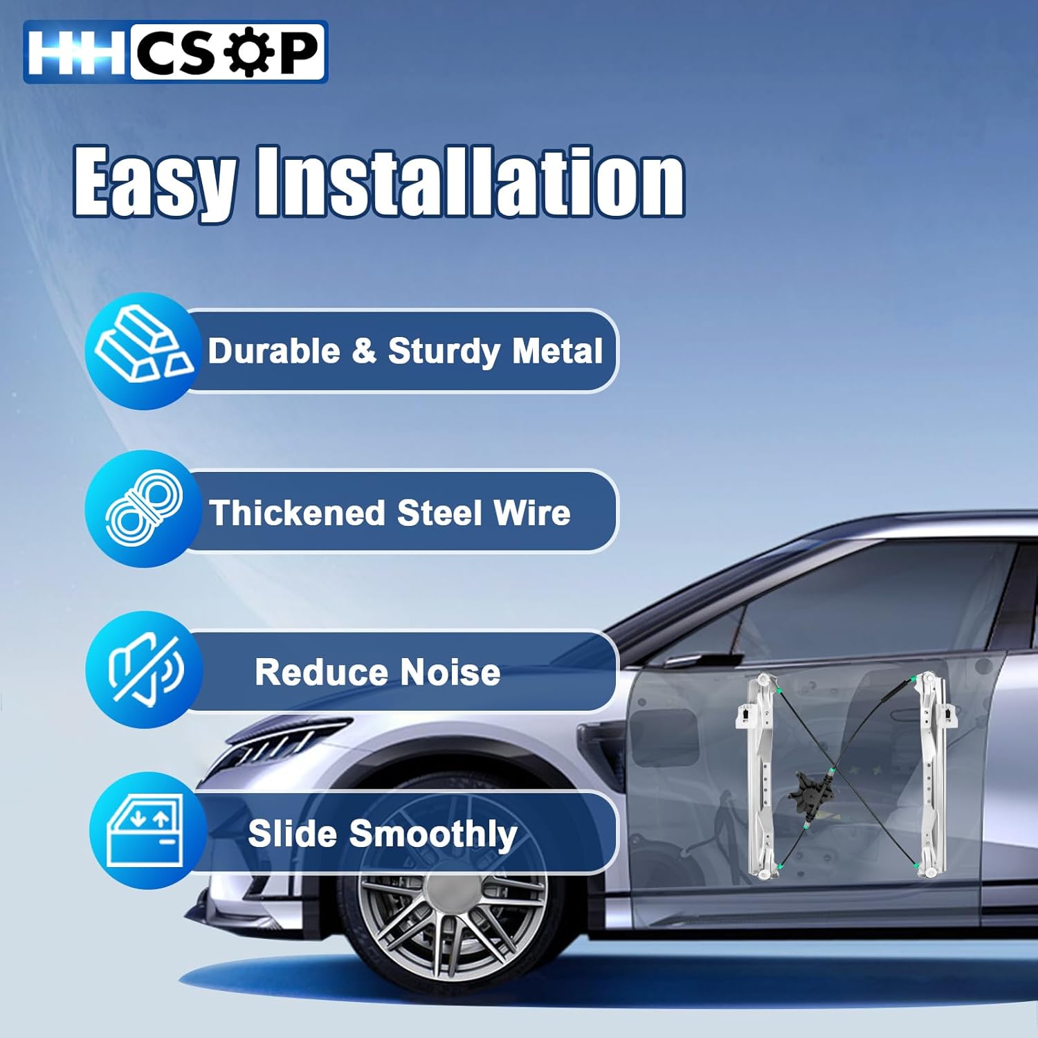 Front Right Passenger Side Power Window Regulator Without Motor for 2008 2009 2010 2011 2012 2013 2014 2015 2016 Chrysler Town & Country, Dodge Grand Caravan, Ram C/V, VW Routan, 749-509