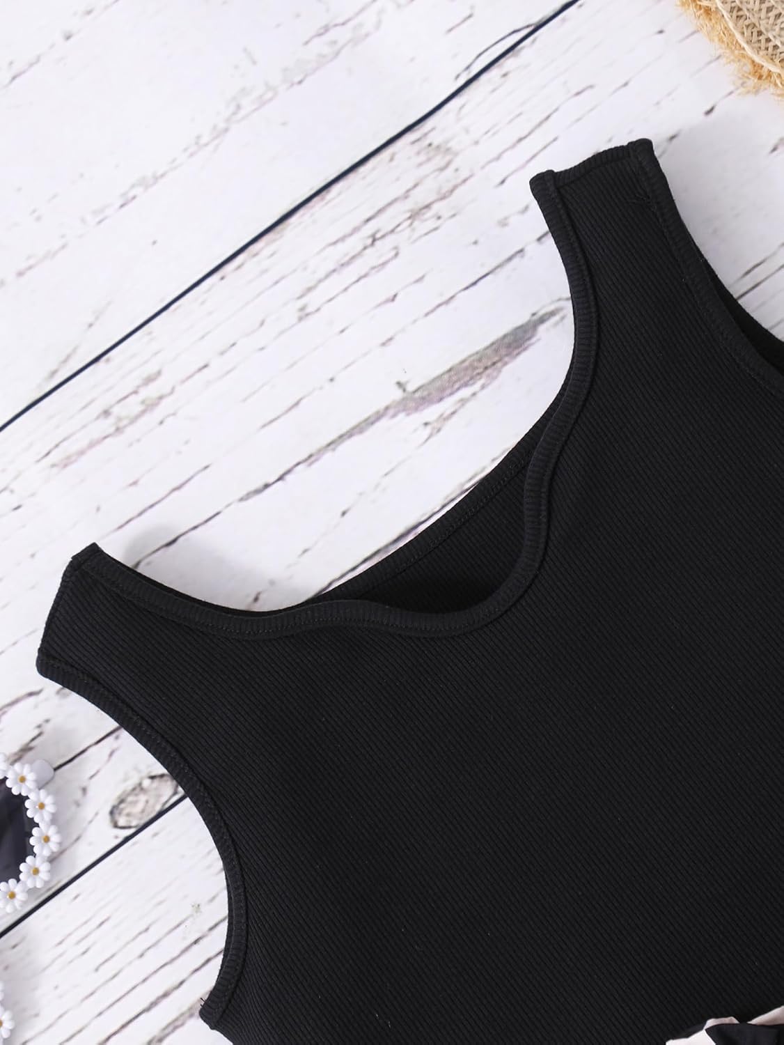 NEW 6-14 Years Seechosle Girls 2 Piece Outfits Ribbed Tank Top and Paperbag Shorts Set with Pockets - Image 5