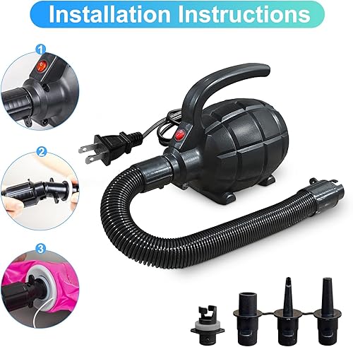 Miniatura 6 de Triclicks Bomba de aire eléctrica para pista de aire inflable, gimnasiapisotumblingyogataekwondoejercicio gimnasio fitness entrenamiento Mat