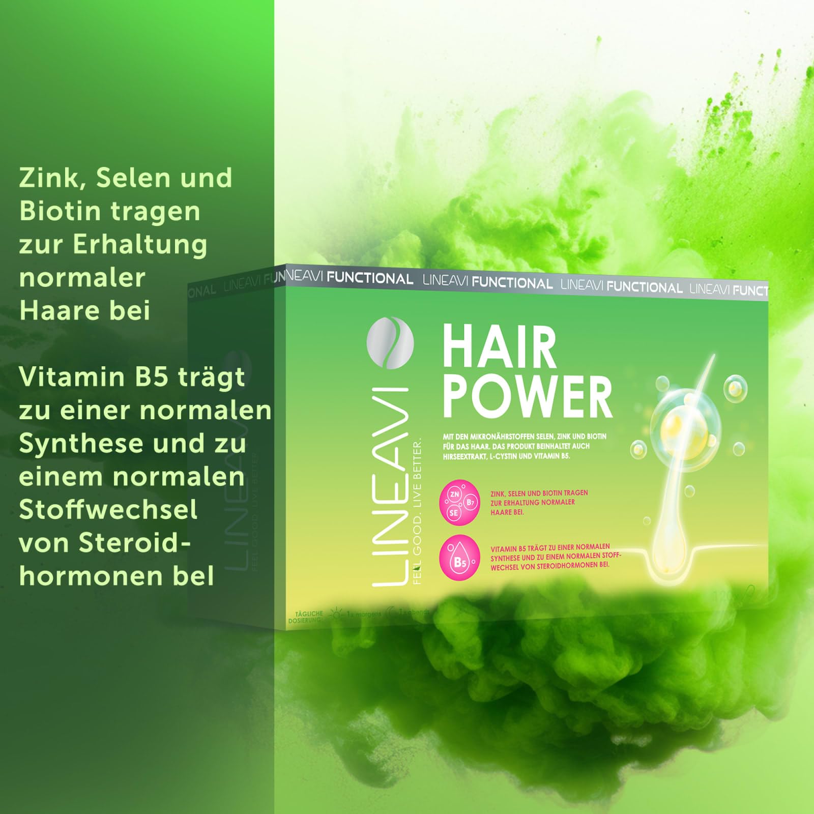 LINEAVI Haarkraft 2x120 Kapseln, mit Hirseextrakt, Vitamin B5, Cystin, zur Erhaltung normaler Haare und für den normalen Stoffwechsel von Steroidhormonen, in Deutschland hergestellt (4-Monatsvorrat)