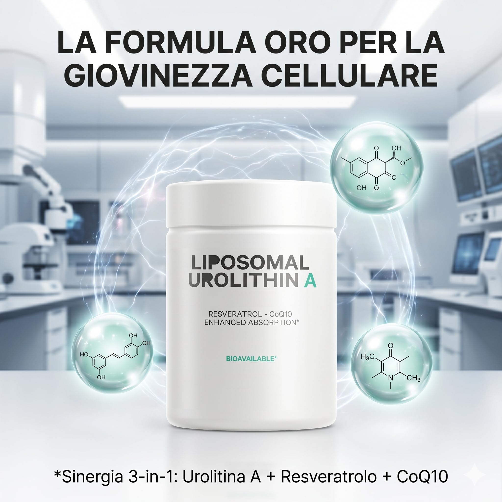 Urolitina A Liposomiale - Massima Biodisponibilità per, Sostenere la resistenza muscolare - Senza OGM