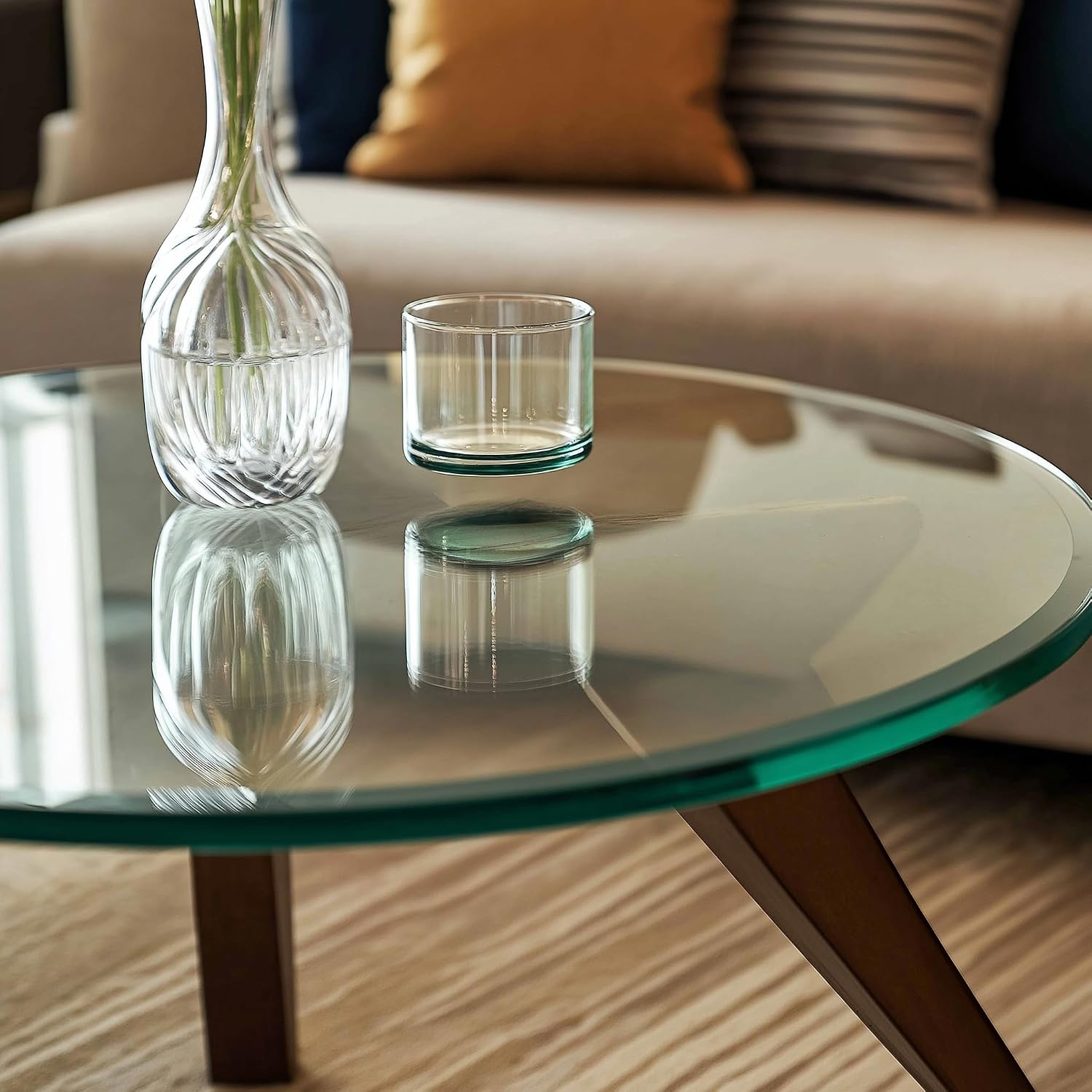 12" Round Tempered Glass Table Top, Clear Surface Flat Polished Edge for Furniture Protection Patio Dining Coffee End Tables (12 inch)